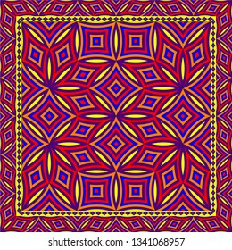 Abstract geometric pattern.  Design for print on silk neck scarf, kerchief, pillow, bandana, carpet.