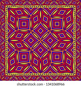 Abstract geometric pattern.  Design for print on silk neck scarf, kerchief, pillow, bandana, carpet.