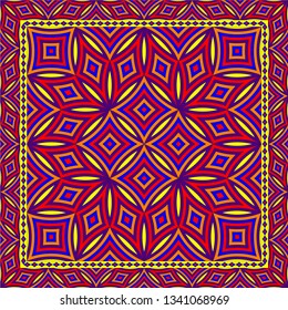 Abstract geometric pattern.  Design for print on silk neck scarf, kerchief, pillow, bandana, carpet.