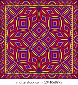 Abstract geometric pattern.  Design for print on silk neck scarf, kerchief, pillow, bandana, carpet.