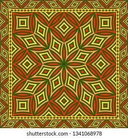 Abstract geometric pattern.  Design for print on silk neck scarf, kerchief, pillow, bandana, carpet.