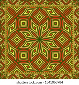 Abstract geometric pattern.  Design for print on silk neck scarf, kerchief, pillow, bandana, carpet.