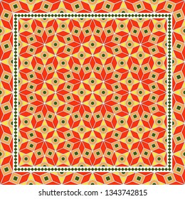 Abstract geometric pattern.  Design for print on silk neck scarf, kerchief, pillow, bandana, carpet.