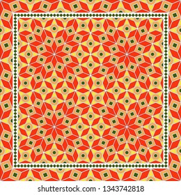 Abstract geometric pattern.  Design for print on silk neck scarf, kerchief, pillow, bandana, carpet.