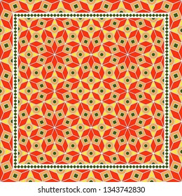 Abstract geometric pattern.  Design for print on silk neck scarf, kerchief, pillow, bandana, carpet.