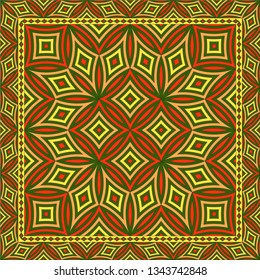 Abstract geometric pattern.  Design for print on silk neck scarf, kerchief, pillow, bandana, carpet.