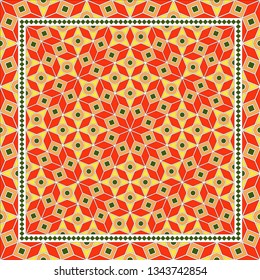 Abstract geometric pattern.  Design for print on silk neck scarf, kerchief, pillow, bandana, carpet.