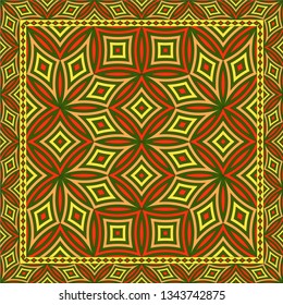 Abstract geometric pattern.  Design for print on silk neck scarf, kerchief, pillow, bandana, carpet.