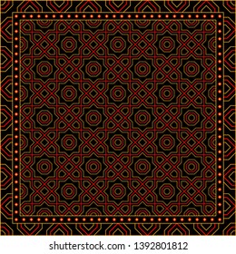 Abstract geometric pattern.  Design for print on silk neck scarf, kerchief, pillow, bandana, carpet.