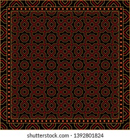 Abstract geometric pattern.  Design for print on silk neck scarf, kerchief, pillow, bandana, carpet.