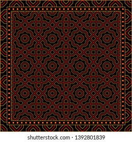 Abstract geometric pattern.  Design for print on silk neck scarf, kerchief, pillow, bandana, carpet.