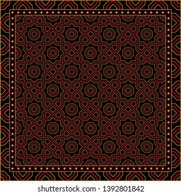 Abstract geometric pattern.  Design for print on silk neck scarf, kerchief, pillow, bandana, carpet.