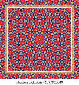 Abstract geometric pattern.  Design for print on silk neck scarf, kerchief, pillow, bandana, carpet.