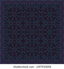 Abstract geometric pattern.  Design for print on silk neck scarf, kerchief, pillow, bandana, carpet.