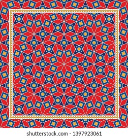 Abstract geometric pattern.  Design for print on silk neck scarf, kerchief, pillow, bandana, carpet.