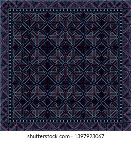 Abstract geometric pattern.  Design for print on silk neck scarf, kerchief, pillow, bandana, carpet.