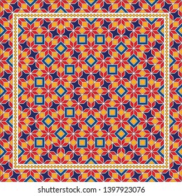 Abstract geometric pattern.  Design for print on silk neck scarf, kerchief, pillow, bandana, carpet.