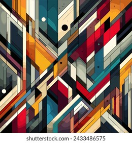 Abstract geometric pattern design in retro style. Vector illustration.