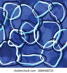 Abstract geometric Pattern Design in safir blue colors Water wave print design vector art