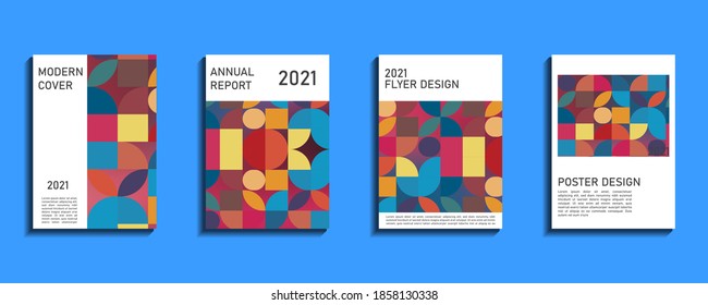 abstract geometric pattern design in Scandinavian style with modern shapes. Minimalistic covers templates collection for brochures, posters, banners, flyers and cards. Vector illustration.