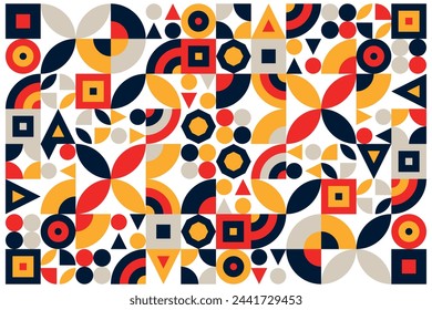 Abstract geometric pattern design vector background with geometrical shapes. Vector abstract rectangles, squares and circles shape design.
