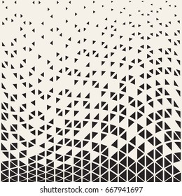 Abstract geometric pattern design. Vector illustration for hipster fashion. White black colors. Triangle shape print. Halftone graphic background. Retro monochrome pattern. Fade contrast lattice.