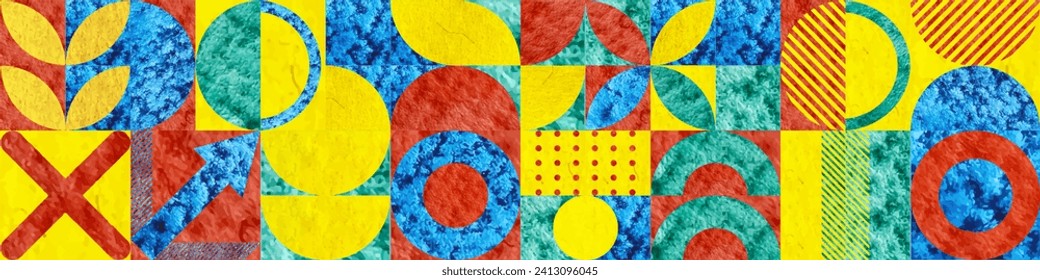 Resumen de diseño de patrones geométricos. Fondo bauhaus acuarela. Ilustración vectorial.
