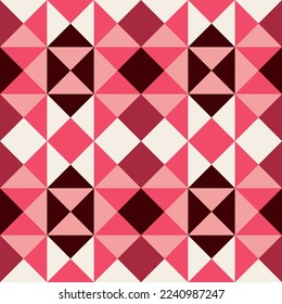 Abstract geometric pattern, diamond shape, red color seamless illustration template for background, banner, poster