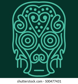 abstract and geometric pattern of the different lines, circles, and other decorative elements for your design stylized man, demon, halloween