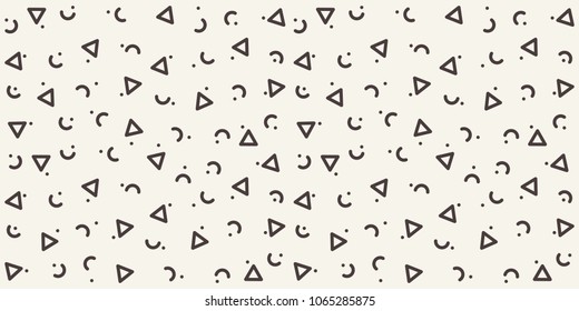 Abstract geometric pattern with different outline shapes. Seamless vector background. Monochrome texture	
