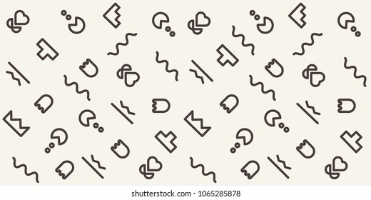 Abstract geometric pattern with different outline shapes. Seamless vector background. Monochrome texture	
