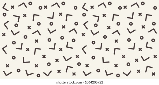 Abstract geometric pattern with different outlined shapes. Vector background. Monochrome texture