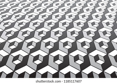 Abstract geometric pattern. Diminishing perspective view. Vector art.