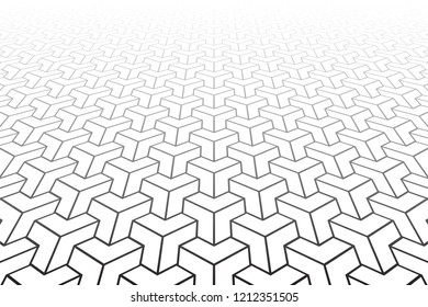 Patrón geométrico abstracto. Perspectiva decreciente. Arte vectorial.