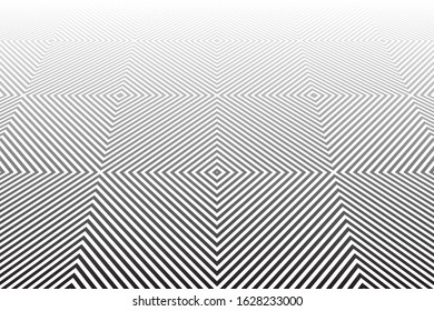 Patrón geométrico abstracto. Perspectiva decreciente. Fondo texturado. Arte vectorial.