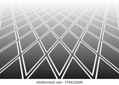 Patrón geométrico abstracto. Perspectiva decreciente. Fondo blanco texturado. Arte vectorial.
