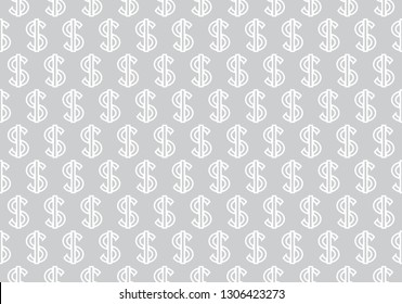 Abstract geometric pattern with dollars. A seamless vector background. White and grey ornament. Graphic modern pattern. Simple lattice graphic design - Vector illustration