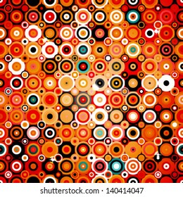 Abstract geometric pattern with dots and circles in disco style, background texture wallpaper in warm colors