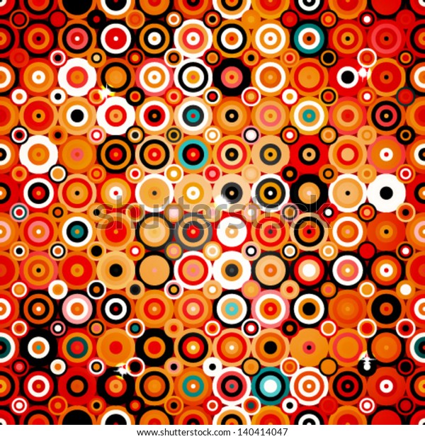 ディスコ風のドットと円 暖色の背景テクスチャ壁紙を持つ抽象的な幾何学的なパターン のベクター画像素材 ロイヤリティフリー