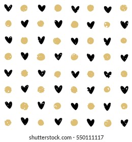 Abstract geometric pattern with dots and hearts