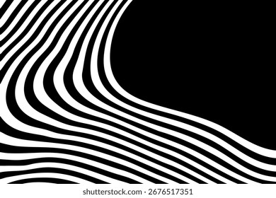 Padrão geométrico abstrato com linhas curvas em preto e branco dinâmicas. Eps 10