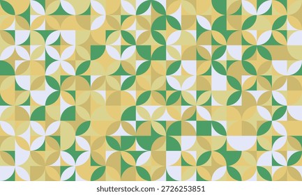 Abstract geometric pattern.  Earthy green and gold hues create a calming, midcentury modern design perfect for textiles, websites, or branding.  Subtle repeating motif evokes nature and tranquility.