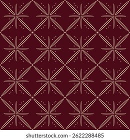 Abstract geometric pattern of ethnic ellipse in flower shape. Concept of simple floral, crossing, elegant, luxury, red and cream, vintage for floor design, wall, background, seamless, texture, print.