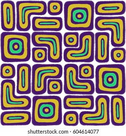 Abstract geometric pattern with ethnic squares. Colorful background. Vector modern texture for design (wrapping paper, fabric, wallpaper, tile). Vector illustration.