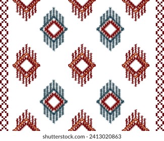 abstract geometric pattern ethnic textile fabric border design for fabric print, rugs, clothing, sarong, scarf, wrap, embroidery, print, curtain, carpet, wallpaper, wrapping, Batik, Aztec