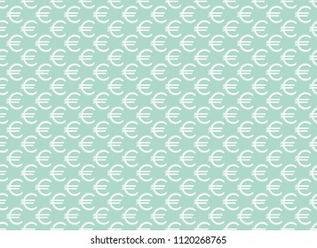 Abstract geometric pattern with euro. A seamless vector background. White and blue ornament. Graphic modern pattern. Simple lattice graphic design