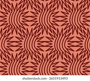Abstract Geometric Pattern Featuring Curved and Angular Shapes in Earthy Red Tones Creating a Tribal Inspired Design