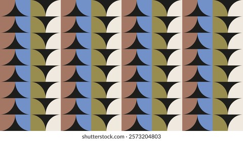 Abstract geometric pattern featuring curves and shapes in multiple colors