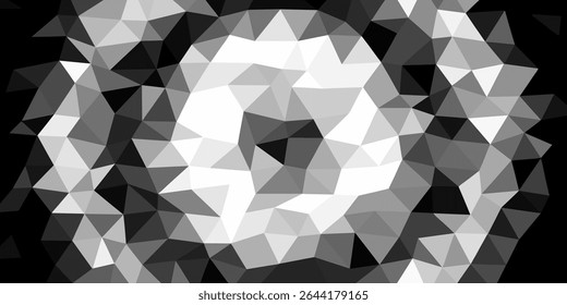 An abstract geometric pattern featuring various shades of gray arranged in a low-poly style.