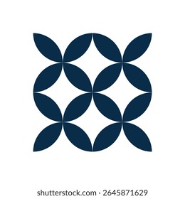 ein abstraktes geometrisches Muster, das eine quadratische Leinwand ausfüllt.